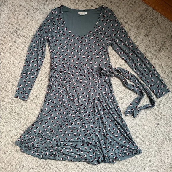 Boden Silvia Long Sleeve Faux Wrap Jersey Knit Dress - Floral Print - Size 12 - Picture 3 of 6
